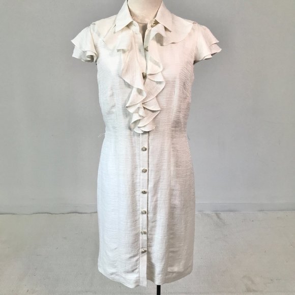 Antonio Melani 6 Metallic Button Down Dress White - Picture 15 of 15